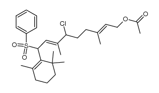 1-acetoxy-6-chloro-3,7-dimethyl-9-(2,6,6-trimethyl-1-cyclohexene-1-yl)-9-phenylsulfonyl-2,7-nonadiene Structure