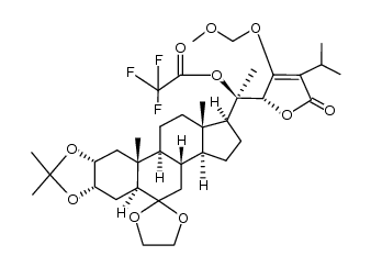(R)-1-((R)-4-isopropyl-3-(methoxymethoxy)-5-oxo-2,5-dihydrofuran-2-yl)-1-((1S,3aS,3bS,5aS,6aS,9aR,10aR,10bS,12aS)-8,8,10a,12a-tetramethylhexadecahydrospiro[cyclopenta[7,8]phenanthro[2,3-d][1,3]dioxole-5,2'-[1,3]dioxolan]-1-yl)ethyl 2,2,2-trifluoroacetate结构式
