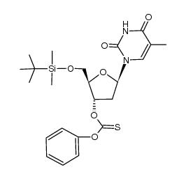 5'-O-[(1,1-Dimethylethyl)-dimethylsilyl]-3'-O-(phenoxythioxomethyl)thymidine结构式
