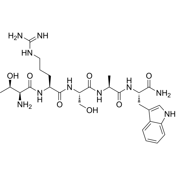 L-苏氨酰-L-精氨酰-L-丝氨酰-L-丙氨酰-L-色氨酰胺结构式