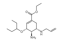 ethyl (3R,4R,5S)-5-N-allylamino-4-amino-3-(1-ethylpropoxy)-1-cyclohexene-1-carboxylate Structure