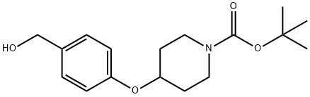 4-(4-(羟基甲基)苯氧基)哌啶-1-甲酸叔丁酯结构式