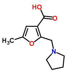 5-Methyl-2-(1-pyrrolidinylmethyl)-3-furoic acid Structure