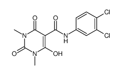 N-(3,4-双氯基苯基)-1,2,3,4-四氢-6-羟基-1,3-二甲基-2,4-二氧代-5-嘧啶甲酰胺结构式