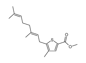 methyl (E)-5-(3,7-dimethylocta-2,6-dien-1-yl)-4-methylthiophene-2-carboxylate结构式