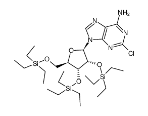2-chloro-2',3',5'-tri-O-(triethylsilyl)adenosine结构式