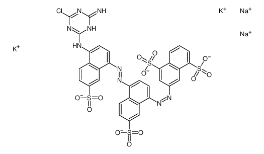 3-[[4-[[4-[(4-氨基-6-氯-1,3,5-三嗪-2-基)氨基]-7-磺基-1-萘基]偶氮]-7-磺基-1-萘基]偶氮]-1,5-萘二磺酸的钾钠盐结构式
