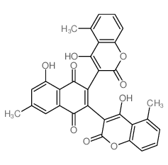 1,4-Naphthalenedione,5-hydroxy-2,3-bis(4-hydroxy-5-methyl-2-oxo-2H-1-benzopyran-3-yl)-7-methyl-结构式