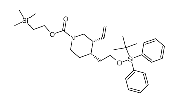 2-(trimethylsilyl)ethyl (3R,4S)-4-(2-((tert-butyldiphenylsilyl)oxy)ethyl)-3-vinylpiperidine-1-carboxylate结构式
