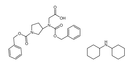 Dicyclohexylamine (R)-2-((benzyloxycarbonyl)(1-(benzyloxycarbonyl)pyrrolidin-3-yl)amino)acetate结构式