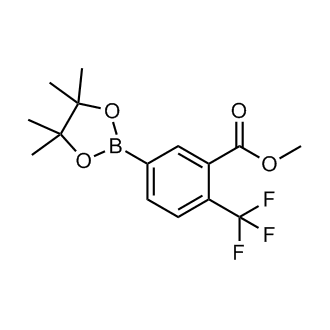 5-(4,4,5,5-四甲基-1,3,2-二氧杂波仑-2-基)-2-(三氟甲基)苯甲酸甲酯结构式