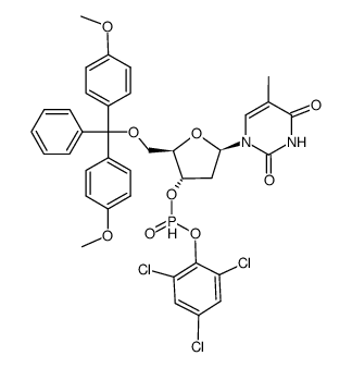 2,4,6-Trichlorophenyl 5'-O-dimethoxytritylthymidin-3'-yl phosphonate Structure