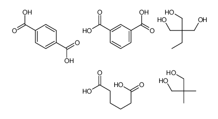 1,3-苯二甲酸与1,4-苯二甲酸、2,2-二甲基-1,3-丙二醇、2-乙基-2-羟甲基-1,3-丙二醇和己二酸的聚合物结构式