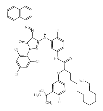 N-[4-氯-3-[[4,5-二氢-4-(1-萘偶氮)-5-氧代-1-(2,4,6-三氯苯基-1H-吡唑-3-基)氨基]苯基]-2-[3-叔丁基-4-羟基苯氧基]十四烷酰胺结构式