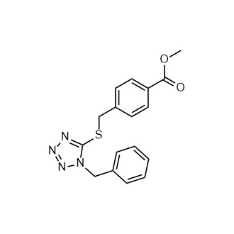 4-(((1-苄基-1H-四唑-5-基)硫代)甲基)苯甲酸甲酯结构式