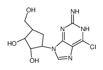 (1R,2R,3R,5R)-3-(2-amino-6-chloropurin-9-yl)-5-(hydroxymethyl)cyclopentane-1,2-diol Structure