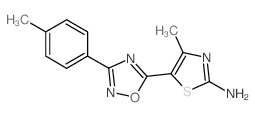 4-甲基-5-[3-(4-甲基苯基)-1,2,4-噁二唑-5-基]-1,3-噻唑-2-胺结构式