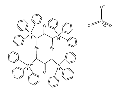 {gold(I)2(μ-((CHPPh3)2)CO)2} diperchlorate Structure