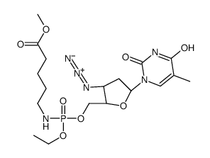 methyl 5-[[[(2S,3S,5R)-3-azido-5-(5-methyl-2,4-dioxopyrimidin-1-yl)oxolan-2-yl]methoxy-ethoxyphosphoryl]amino]pentanoate结构式