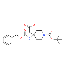 4-(((苄氧基)羰基)氨基)-4-(2-甲氧基-2-氧代乙基)哌啶-1-羧酸叔丁酯结构式