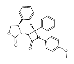 (R)-3-((3R,4S)-1-(4-methoxyphenyl)-2-oxo-4-phenylazetidin-3-yl)-4-phenyloxazolidin-2-one结构式