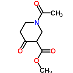 1-乙酰基-4-氧代-3-哌啶羧酸甲酯结构式