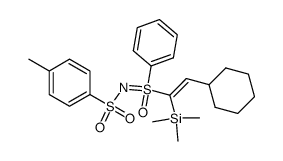 S-Phenyl-S-((E)-1-trimethylsilyl-2-cyclohexylethenyl)-N-(toluene-p-sulfonyl)sulfoximine结构式