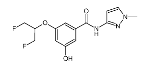 3-{[2-fluoro-1-(fluoromethyl)ethyl]oxy}-5-hydroxy-N-(1-methyl-1H-pyrazol-3-yl)benzamide Structure