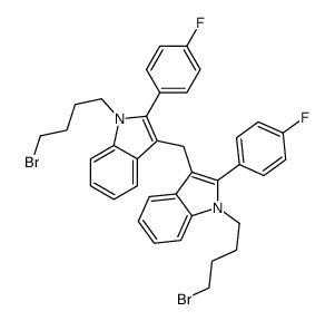 1-(4-bromobutyl)-3-[[1-(4-bromobutyl)-2-(4-fluorophenyl)indol-3-yl]methyl]-2-(4-fluorophenyl)indole结构式