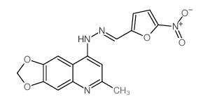 2-Furancarboxaldehyde, 5-nitro-, (6-methyl-1,3-dioxolo[4,5-g]quinolin-8-yl)hydrazone结构式