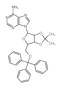 9-[7,7-dimethyl-4-(trityloxymethyl)-3,6,8-trioxabicyclo[3.3.0]oct-2-yl]purin-6-amine结构式