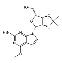 2-amino-4-methoxy-7-(2,3-O-isopropylidene-β-D-ribofuranosyl)pyrrolo[2,3-d]pyrimidine结构式