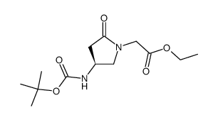 (S)-4-<<(1,1-dimethylethoxy)carbonyl>amino>-2-oxopyrrolidine-1-acetic acid ethyl ester结构式