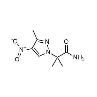 2-甲基-2-(3-甲基-4-硝基-1H-吡唑-1-基)丙酰胺结构式