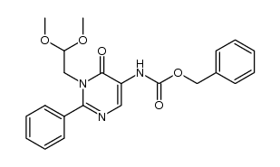 [5-[(benzyloxycarbonyl)amino]-2-phenyl-6-oxo-1,6-dihydro-1-pyrimidinyl]acetaldehyde dimethyl acetal结构式