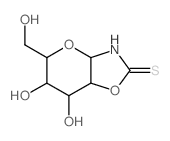 6,7-Dihydroxy-5-(hydroxymethyl)hexahydro-2H-pyrano(2,3-d)(1,3)oxazole-2-thione结构式