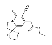 Ethyl 2-(6'-cyano-5'-oxo-3',5'-dihydro-2'H-spiro[[1,3]dioxolane-2,1'-indolizin]-7'-yl)acetate结构式