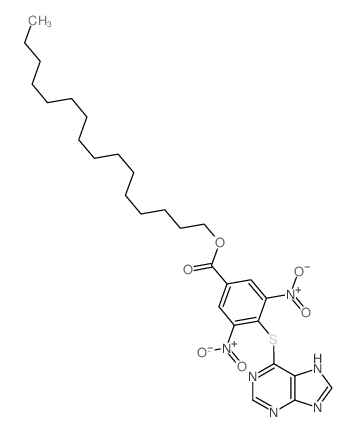 Benzoicacid, 3,5-dinitro-4-(9H-purin-6-ylthio)-, hexadecylester Structure