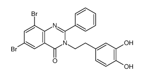 6,8-dibromo-3-[2-(3,4-dihydroxyphenyl)ethyl]-2-phenylquinazolin-4-one Structure