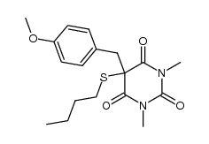 5-(n-butylthio)-1,3-dimethyl-5-(4'-methoxybenzyl)barbituric acid结构式