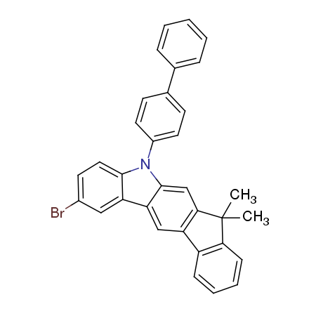 5-[1,1'-联苯]-4-基-2-溴-5,7-二氢-7,7-二甲基茚并[2,1-b]咔唑结构式