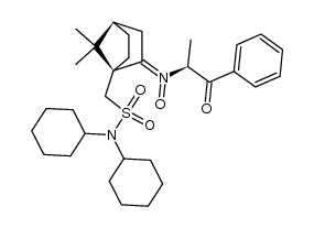 (S,Z)-N-((1S,4R)-1-((N,N-dicyclohexylsulfamoyl)methyl)-7,7-dimethylbicyclo[2.2.1]heptan-2-ylidene)-1-oxo-1-phenylpropan-2-amine oxide结构式