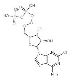 [[(2R,3R,4R,5R)-5-(6-amino-2-chloro-purin-9-yl)-3,4-dihydroxy-oxolan-2-yl]methoxy-hydroxy-phosphoryl]oxyphosphonic acid structure