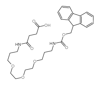 FMOC-1-氨基-4-4,7,10-三氧杂-13-三癸二胺琥珀酰胺酸结构式