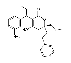 (R)-3-((R)-1-(3-aminophenyl)propyl)-4-hydroxy-6-phenethyl-6-propyl-5,6-dihydro-2H-pyran-2-one结构式
