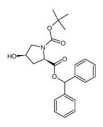1-(1,1-dimethylethyl) 2-(diphenylmethyl) (2R,4R)-4-hydroxy-1,2-pyrrolidinedicarboxylate Structure