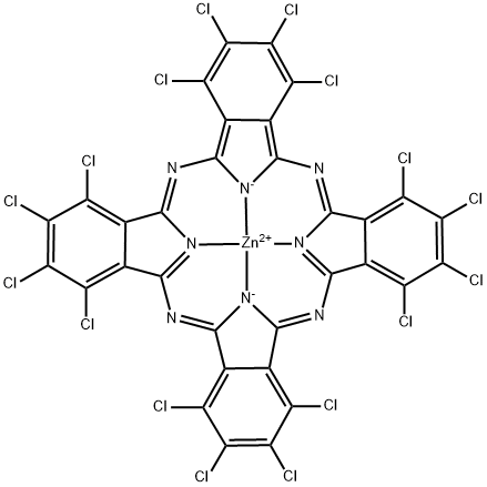 Zinc(II) 1,2,3,4,8,9,10,11,15,16,17,18,22,23,24,25-hexadecachlorophthalocyanine Structure