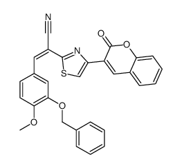(Z)-3-(4-methoxy-3-phenylmethoxyphenyl)-2-[4-(2-oxochromen-3-yl)-1,3-thiazol-2-yl]prop-2-enenitrile结构式