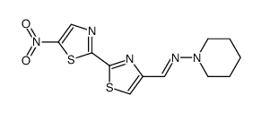 (E)-1-[2-(5-nitro-1,3-thiazol-2-yl)-1,3-thiazol-4-yl]-N-piperidin-1-ylmethanimine结构式