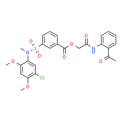 2-((2-乙酰苯基)氨基)-2-氧乙基3-(N-(5-氯-2,4-二甲氧基苯基)-N-甲基氨磺酰基)苯甲酸酯结构式